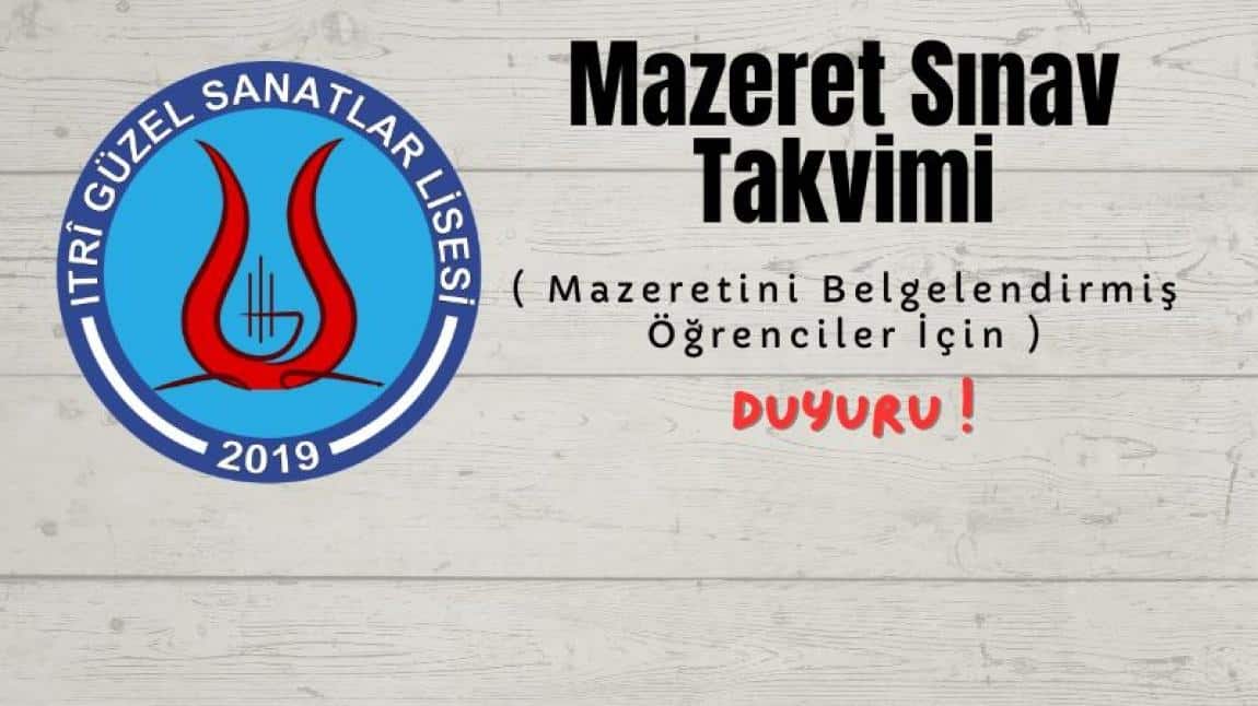 1. Dönem 1. Ortak Sınavlar için Mazeret Takvimi